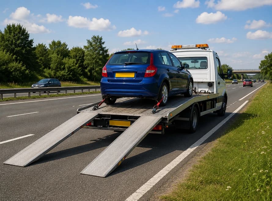 Rapid Car Recovery vehicle attending a call in Sharjah